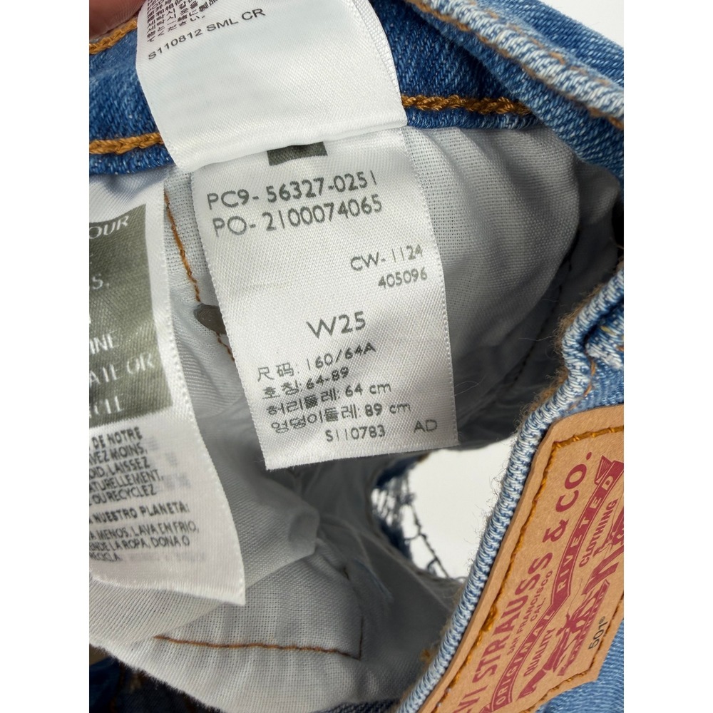 NEW Levis 501 Original High Rise Distressed Button Fly Denim Shorts Blue W25 - Picture 7 of 13